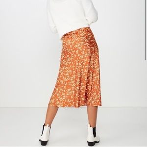 Cotton On Satin Daisy Midi Skirt